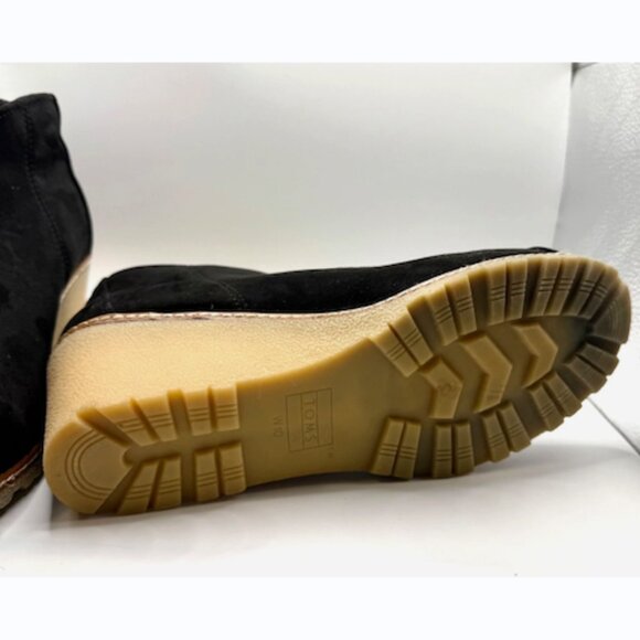 TOMS Avery Black Suede Wedge Ankle Booties Size 10 NWT 3” Heel Casual Shoes - Picture 8 of 10